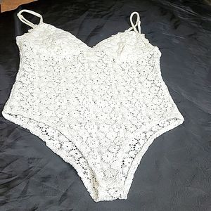 H&M White Crochet One-Piece Swimsuit